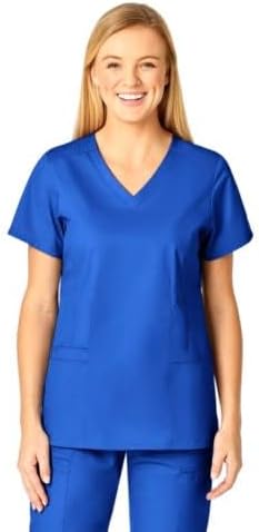 WINK WonderWORK Women's Shaped V-Neck Scrub Top - Royal