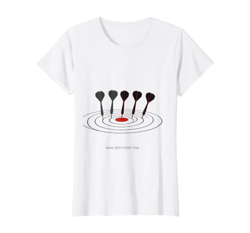 Mademark Same Spot Every Time Funny Dart Player Bar Humor Gift T-Shirt - size chart
