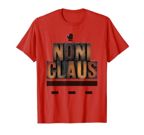 Mademark Men's Noni Claus Wood Type Letterpress Family Matching Christmas T-Shirt - size chart