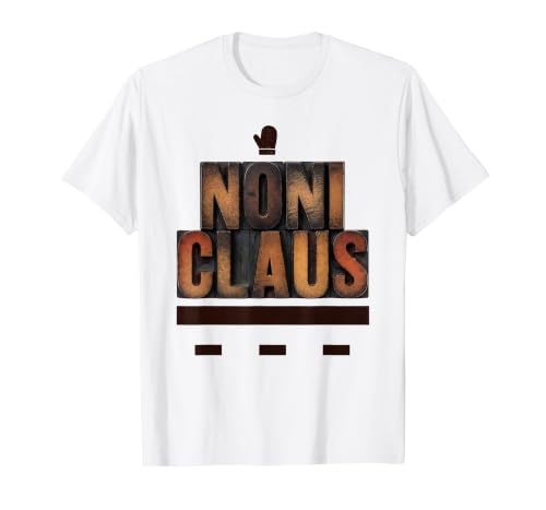 Mademark Men's Noni Claus Wood Type Letterpress Family Matching Christmas T-Shirt - size chart