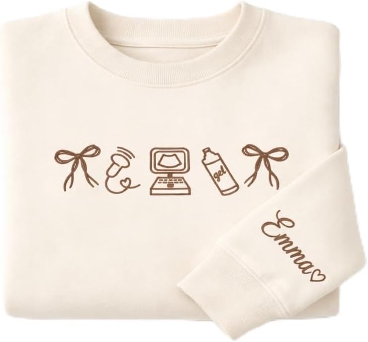 GABITA Personalized Sonographer Sweatshirt, Ultrasound Tech Embroidered Zip Sweatshirt, Sonographer Week Gift for Women - S2