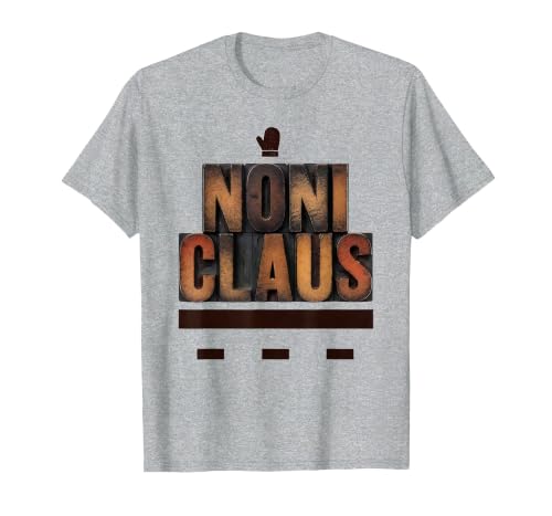 Mademark Men's Noni Claus Wood Type Letterpress Family Matching Christmas T-Shirt - size chart
