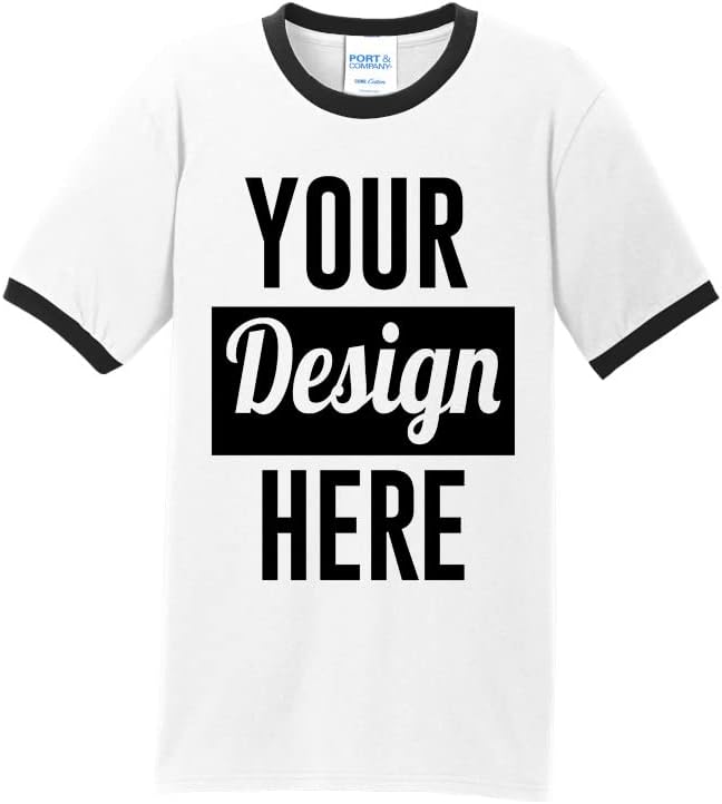INK STITCH Unisex Pc54r Design Your Own Logo Image Texts Printing Cotton Ringer Tees - Multicolors - White\/Black
