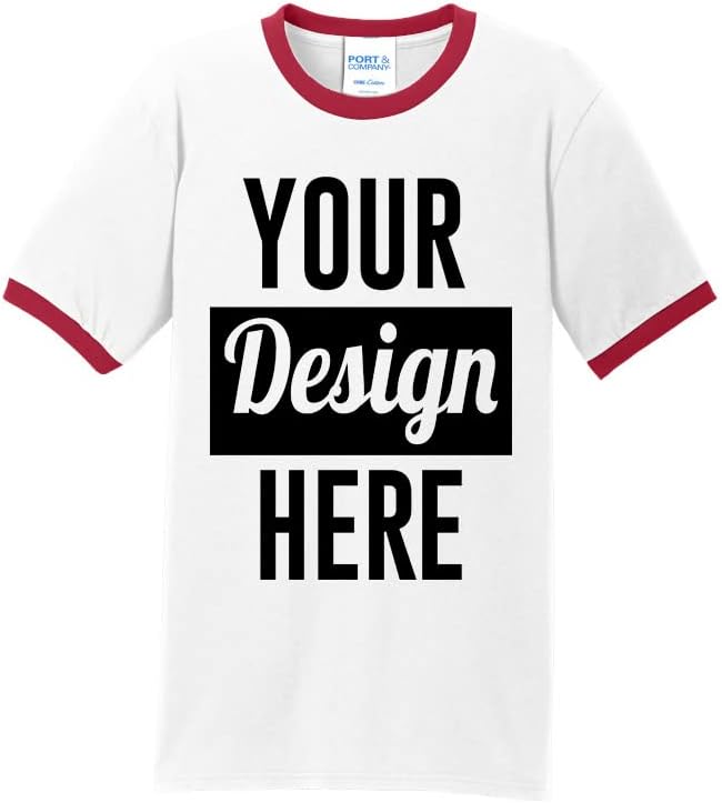 INK STITCH Unisex Pc54r Design Your Own Logo Image Texts Printing Cotton Ringer Tees - Multicolors - White\/Red