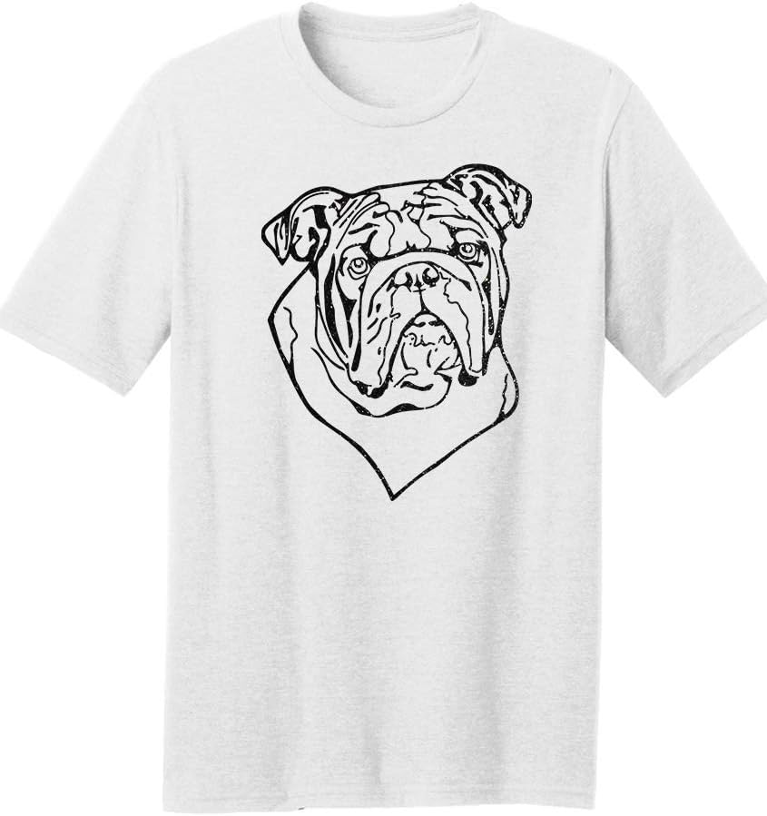 Dogline Mens English Bulldog Lovers Glitter Graphic Tee Shirt - White