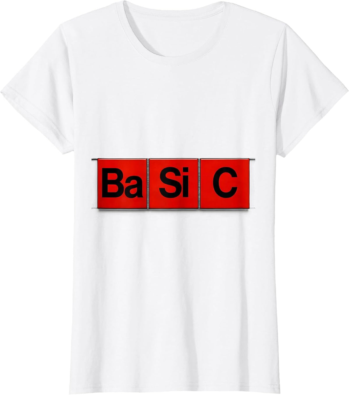 Women's Ba-Si-C Geometric Chemistry Periodic Table Nerd Humor T-Shirt - White