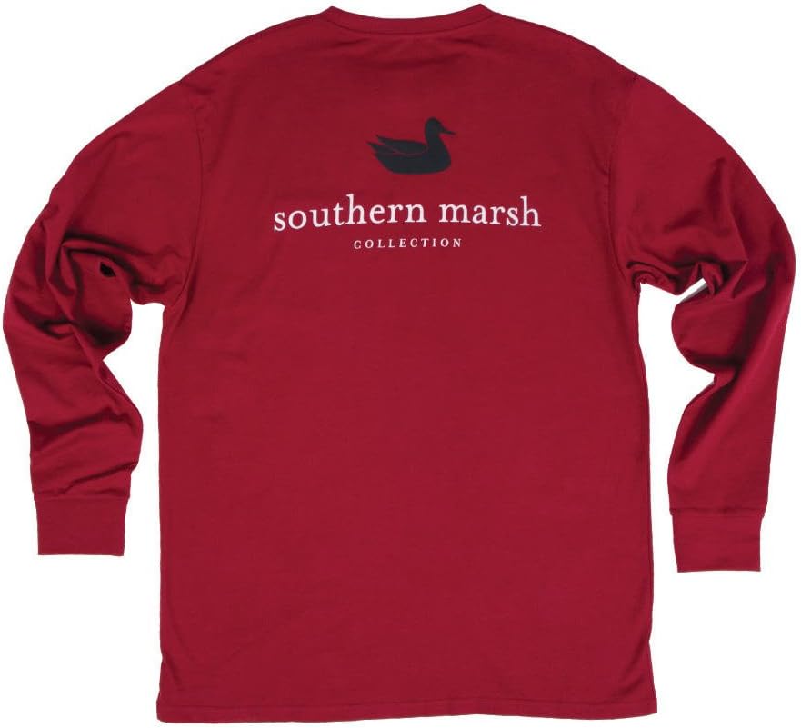 Southern Marsh Men’s Authentic Collegiate T-Shirt – Long Sleeve Casual Graphic Tee - Maroon
