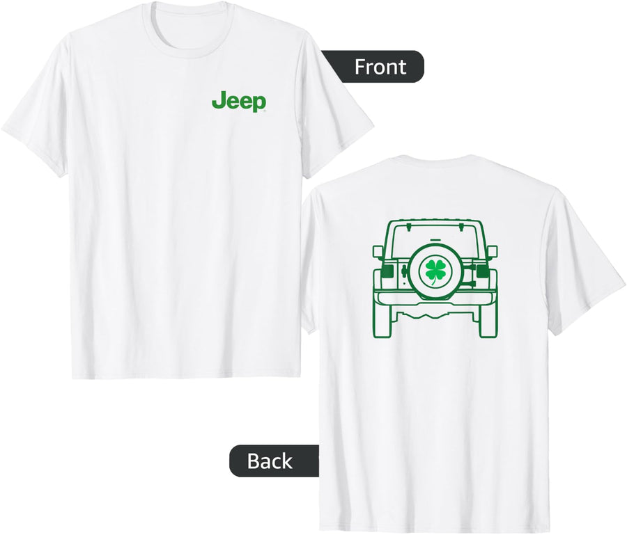 Jeep St. Patrick's Day Wrangler (Front/Back Print) T-Shirt - White