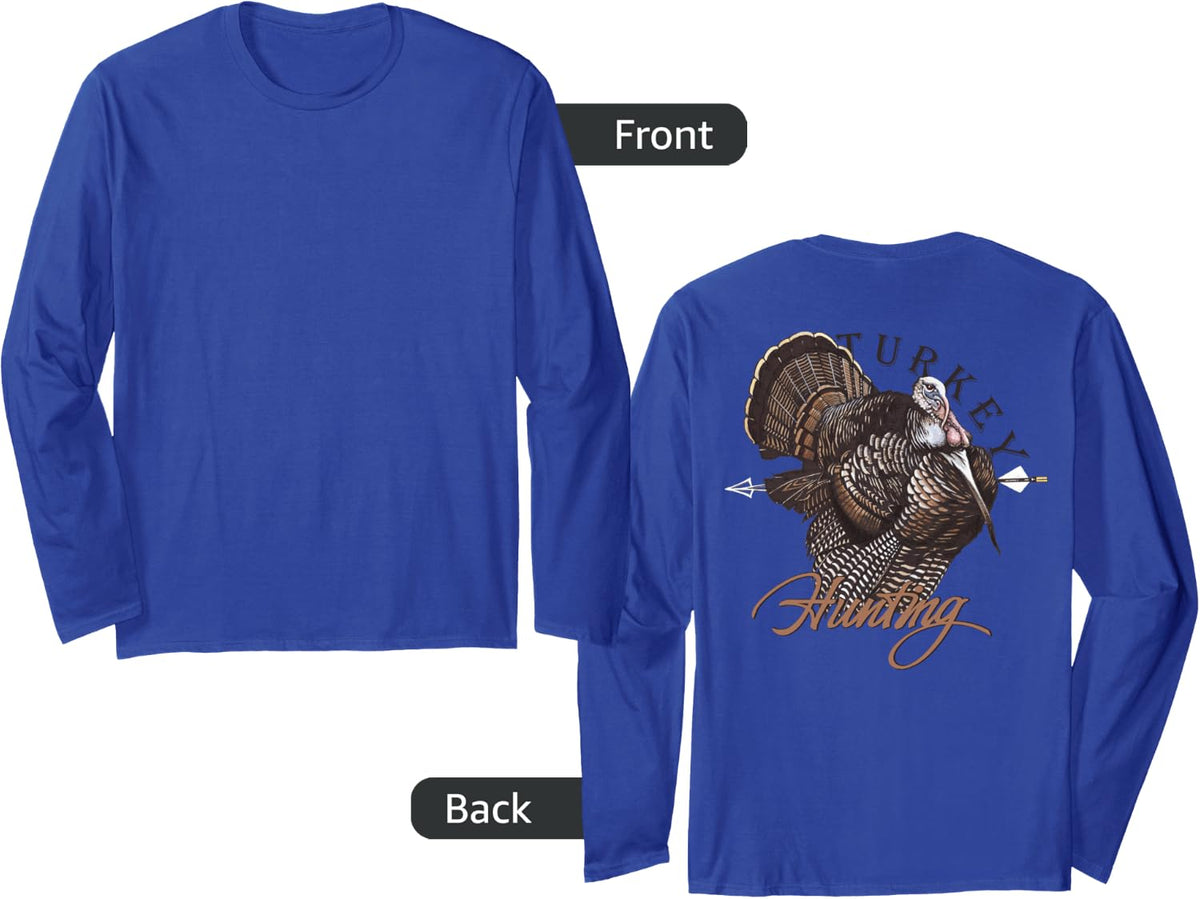 Turkey Hunting Long Sleeve T-Shirt Back - Adult Unisex Royal Blue