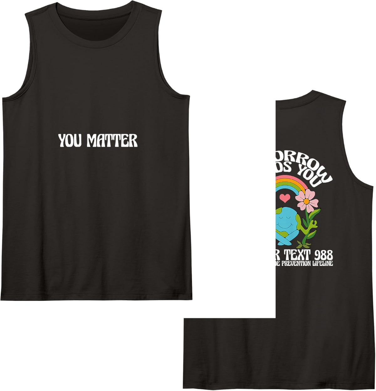 Retro Tomorrow Needs You 988 Suicide Prevention Awareness Tank Top - Black
