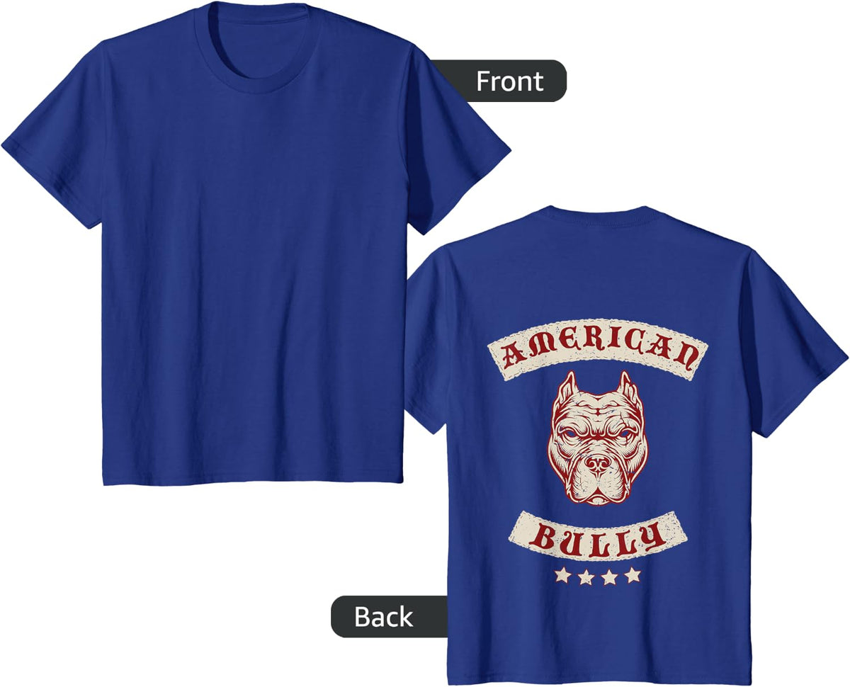 Pit Bull American Bully Dog Breed MC Style (Design on Back) T-Shirt - Royal Blue