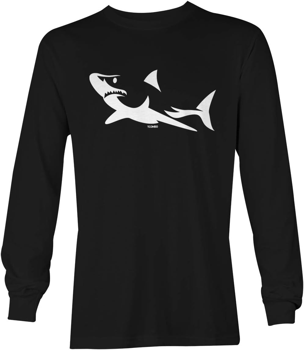 Shark Silhouette - Great White Hammerhead Unisex Long Sleeve Shirt - Black