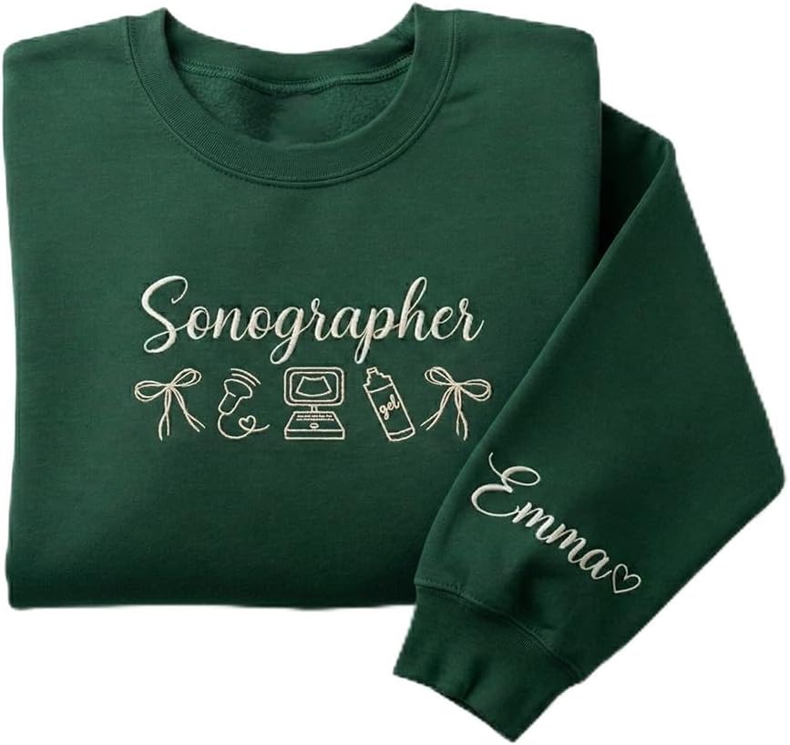 GABITA Personalized Sonographer Sweatshirt, Ultrasound Tech Embroidered Zip Sweatshirt, Sonographer Week Gift for Women - S1