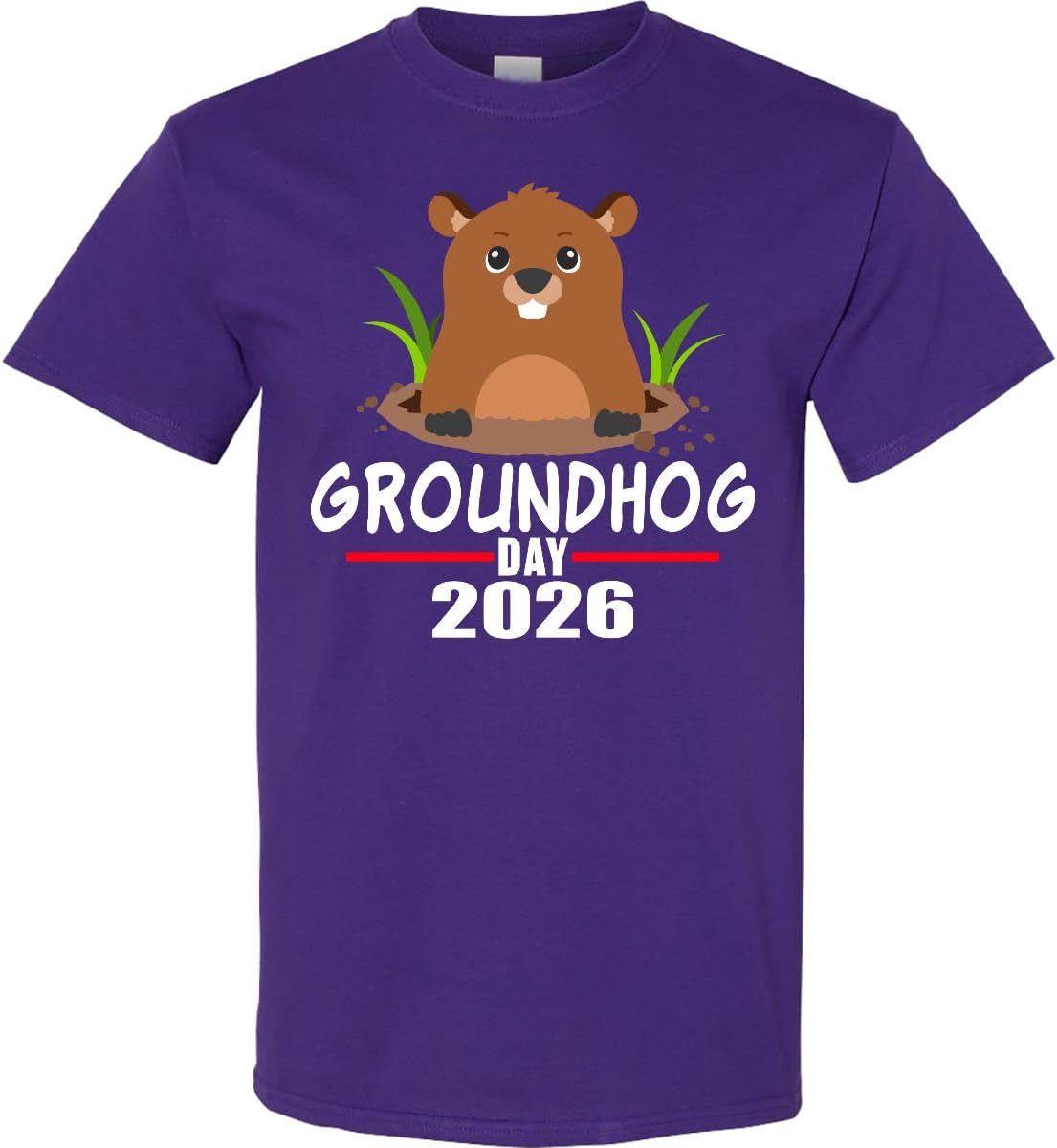 inktastic Groundhog Day 2026 Adult T-Shirt - Purple