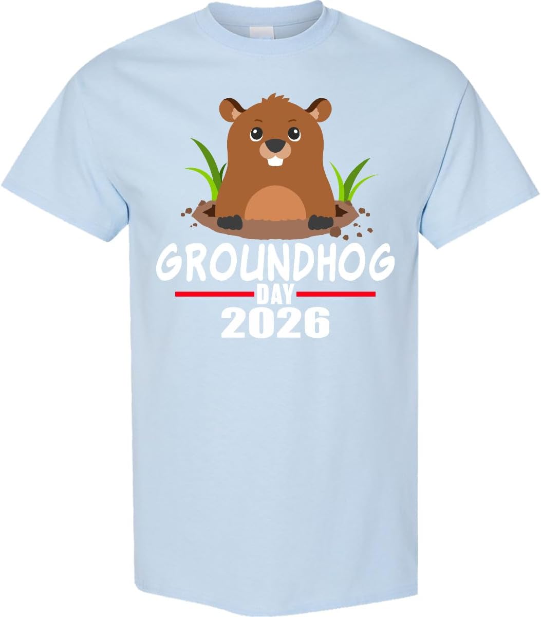 inktastic Groundhog Day 2026 Adult T-Shirt - Light Blue