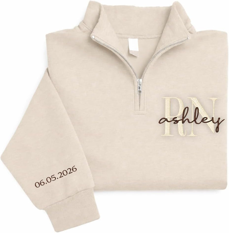 IZI POD Personalized Nurse Sweatshirt with Name, Stethoscope, Heart Design, Custom Gift for Healthcare Professionals -