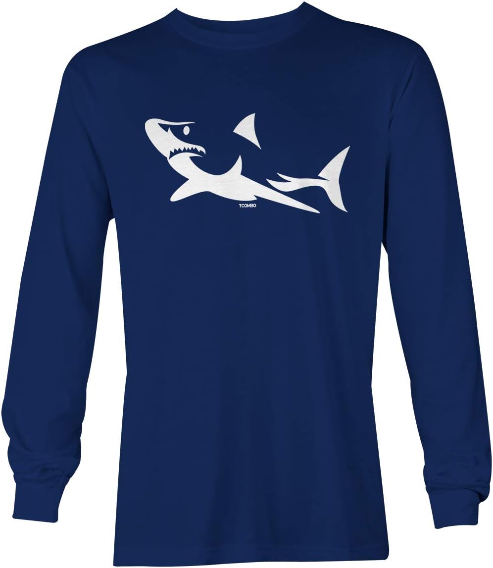 Shark Silhouette - Great White Hammerhead Unisex Long Sleeve Shirt - Navy
