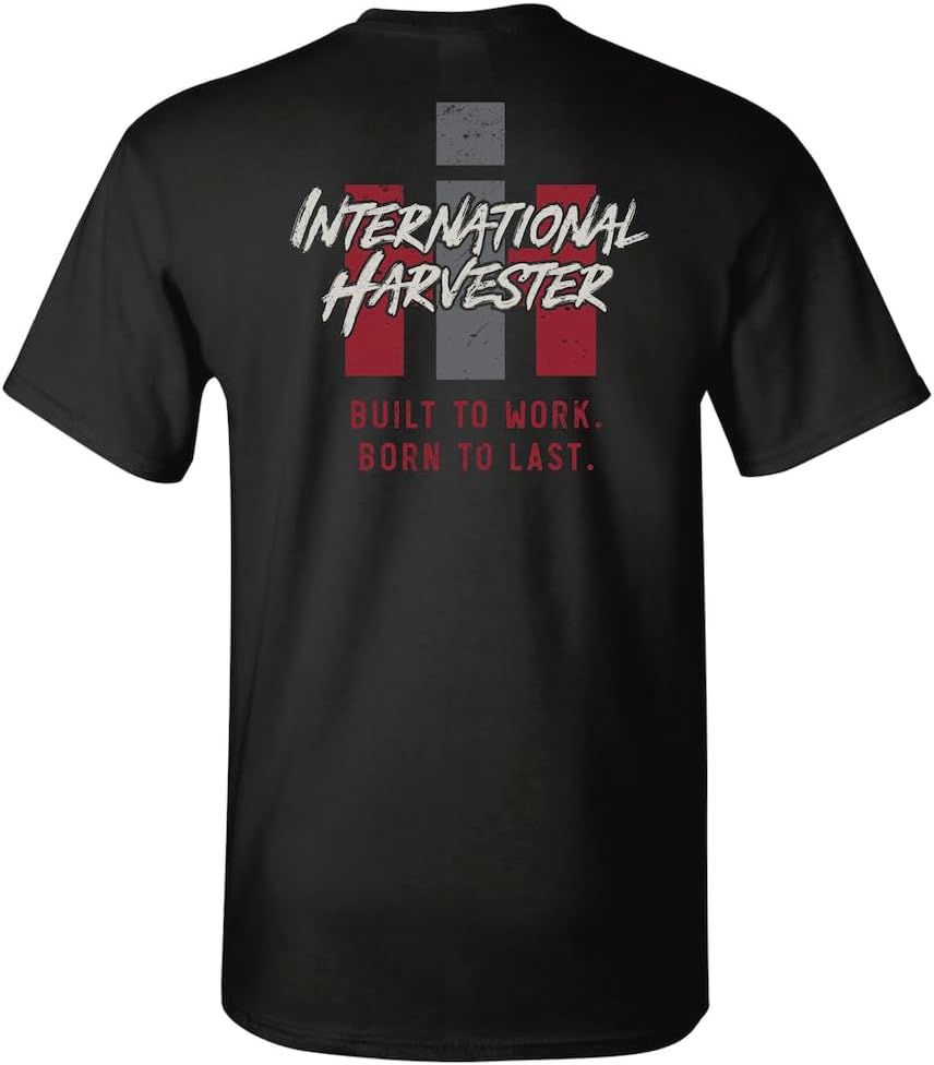 International Harvester Built to Work T-Shirt – Men's Short Sleeve Graphic Tee – Black - As Pictured