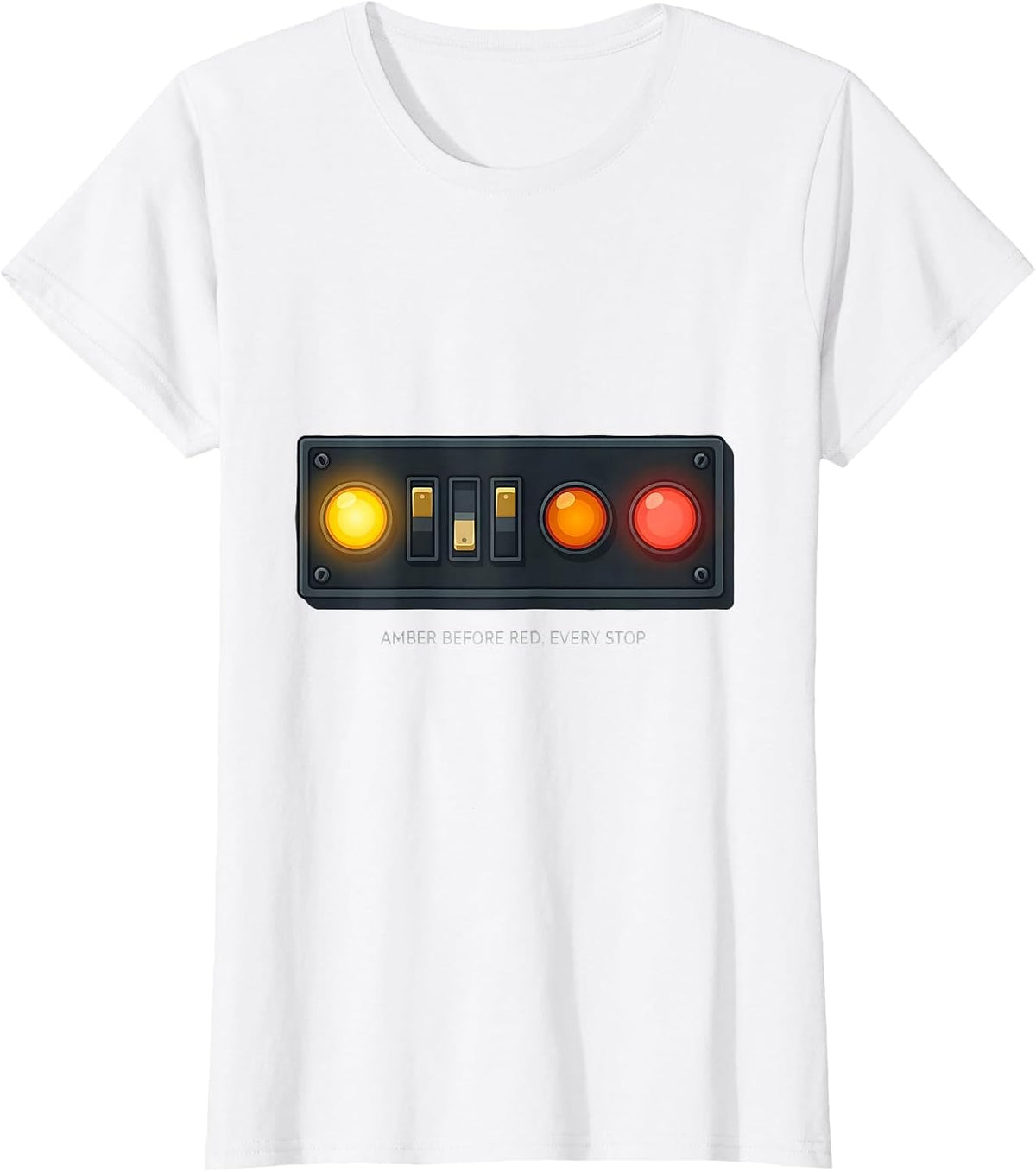 Women's Amber Before Red Every Stop Funny School Bus Driver Gift T-Shirt - White