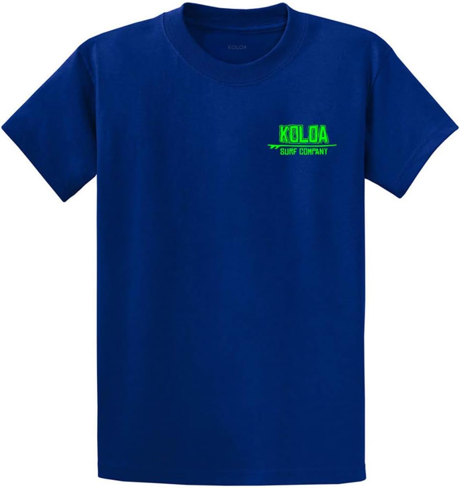 Koloa Surf Mens Native Ride Heavyweight Cotton Tees in Reg, Big and Tall Sizes - Deep Marine \/ Green