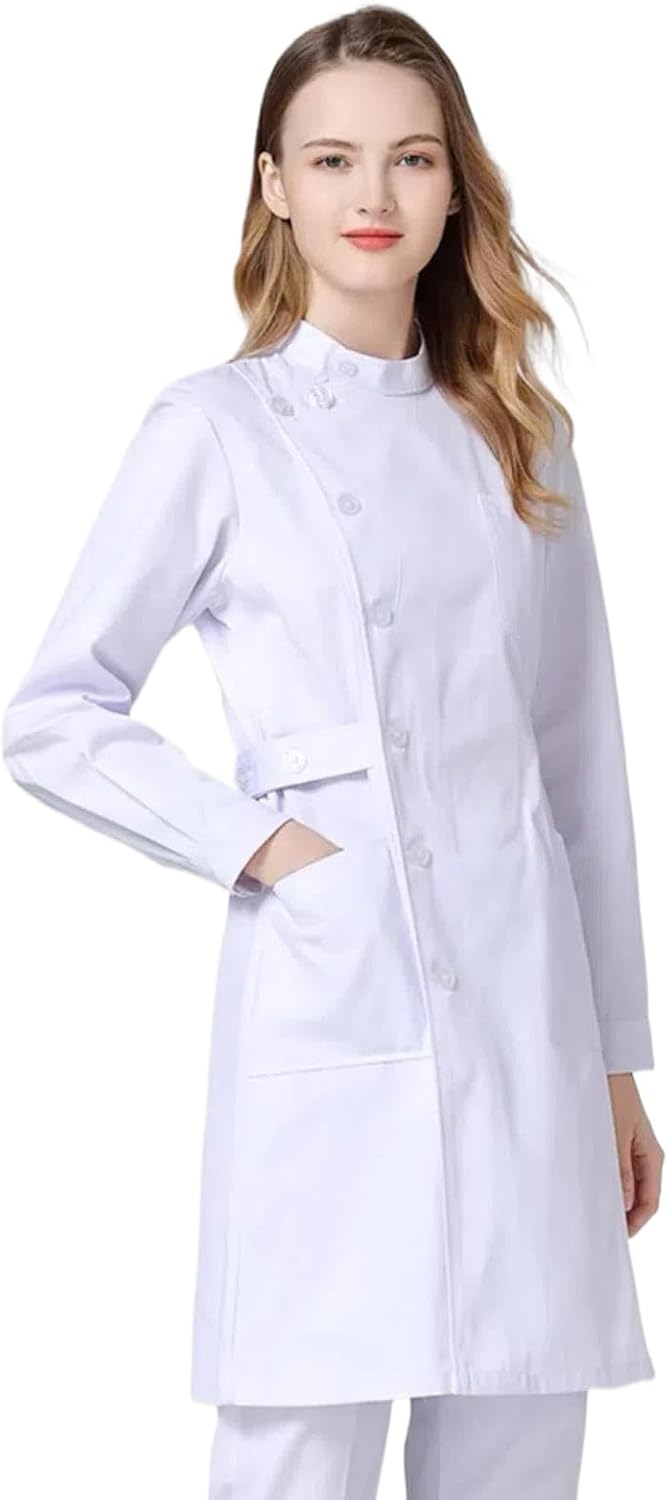 Chesoon Women's Nurse Scrub Set Long Sleeve Opaque Breathable Fabric Summer Workwear - White