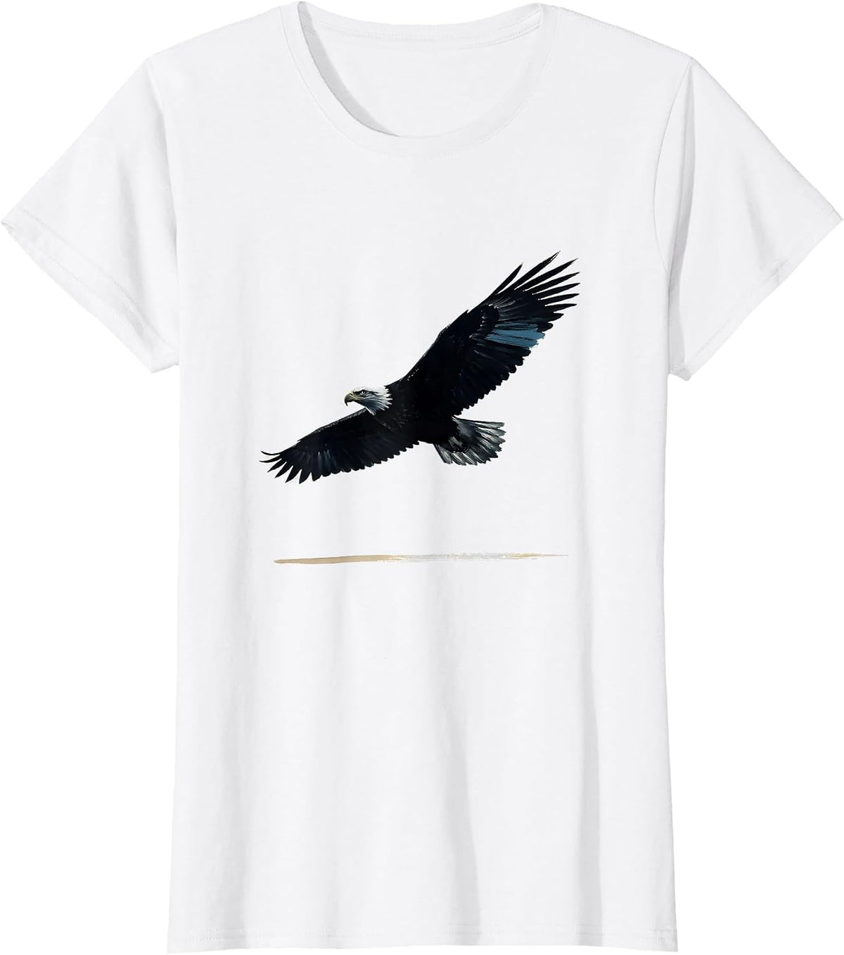 Women's Bald Eagle Silhouette Ink Brush Nature Lover T-Shirt - White