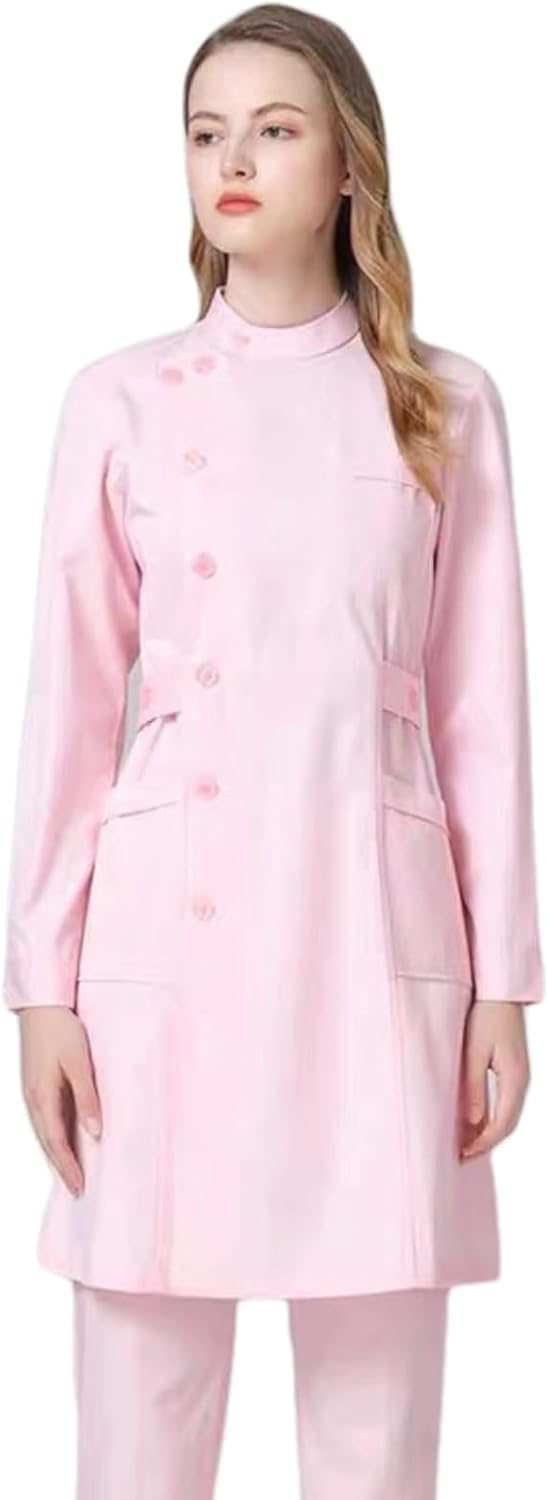 Chesoon Women's Nurse Scrub Set Long Sleeve Opaque Breathable Fabric Summer Workwear - Pink