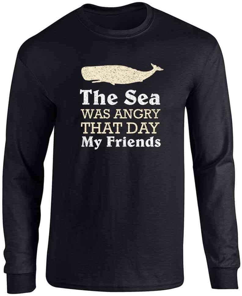 Vintage Whale Maritime Humor Graphic T-Shirt Adult T-Shirt - Long Sleeve Tee | Black