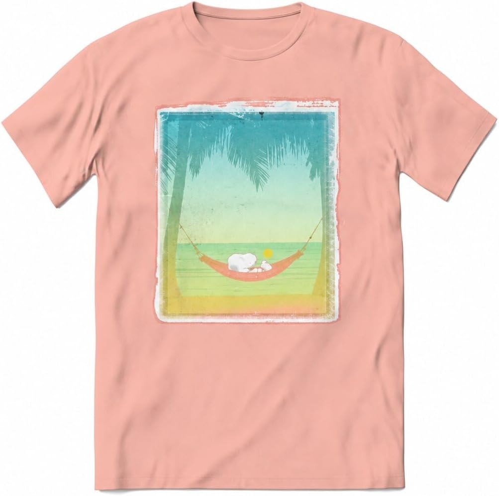BRIEF INSANITY Ultra-Soft Smooth Fabric T-Shirts - Adult Unisex - Snoopy Beach Hammock
