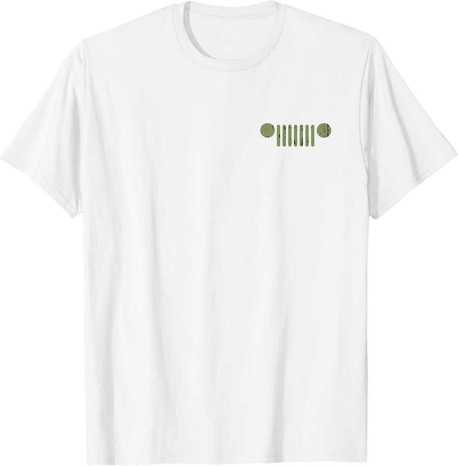 Jeep Grille Jersey (Front/Back Print) T-Shirt - White