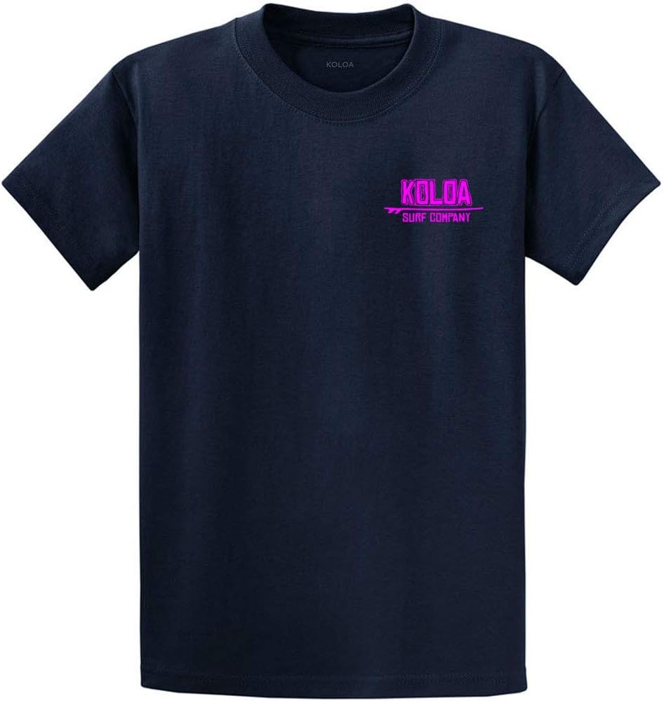 Koloa Surf Mens Native Ride Heavyweight Cotton Tees in Reg, Big and Tall Sizes - Navy \/ Pink