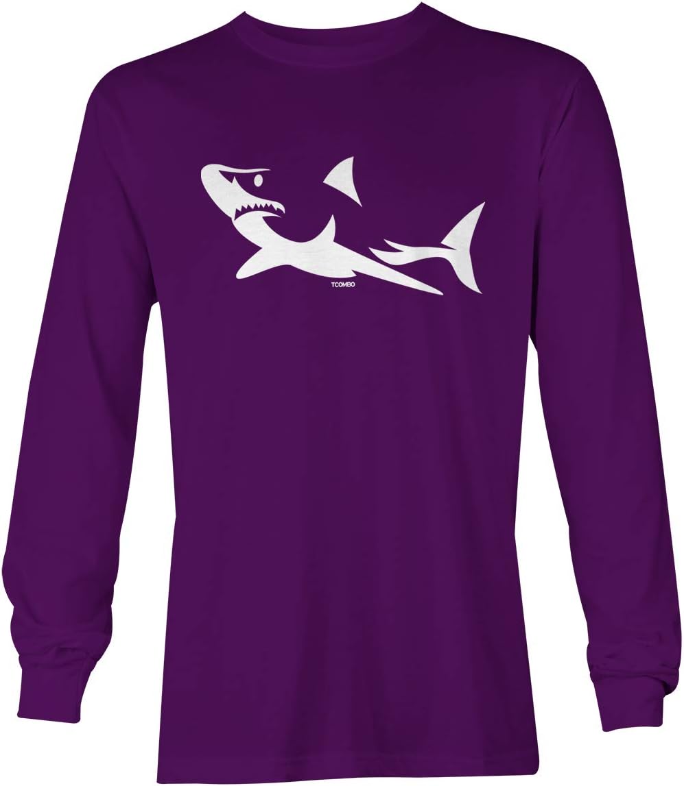 Shark Silhouette - Great White Hammerhead Unisex Long Sleeve Shirt - Purple