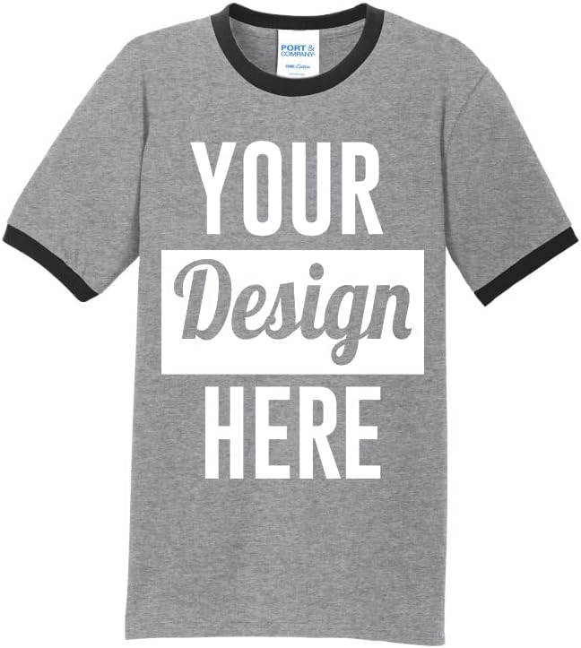 INK STITCH Unisex Pc54r Design Your Own Logo Image Texts Printing Cotton Ringer Tees - Multicolors - Athletic Heather\/Black