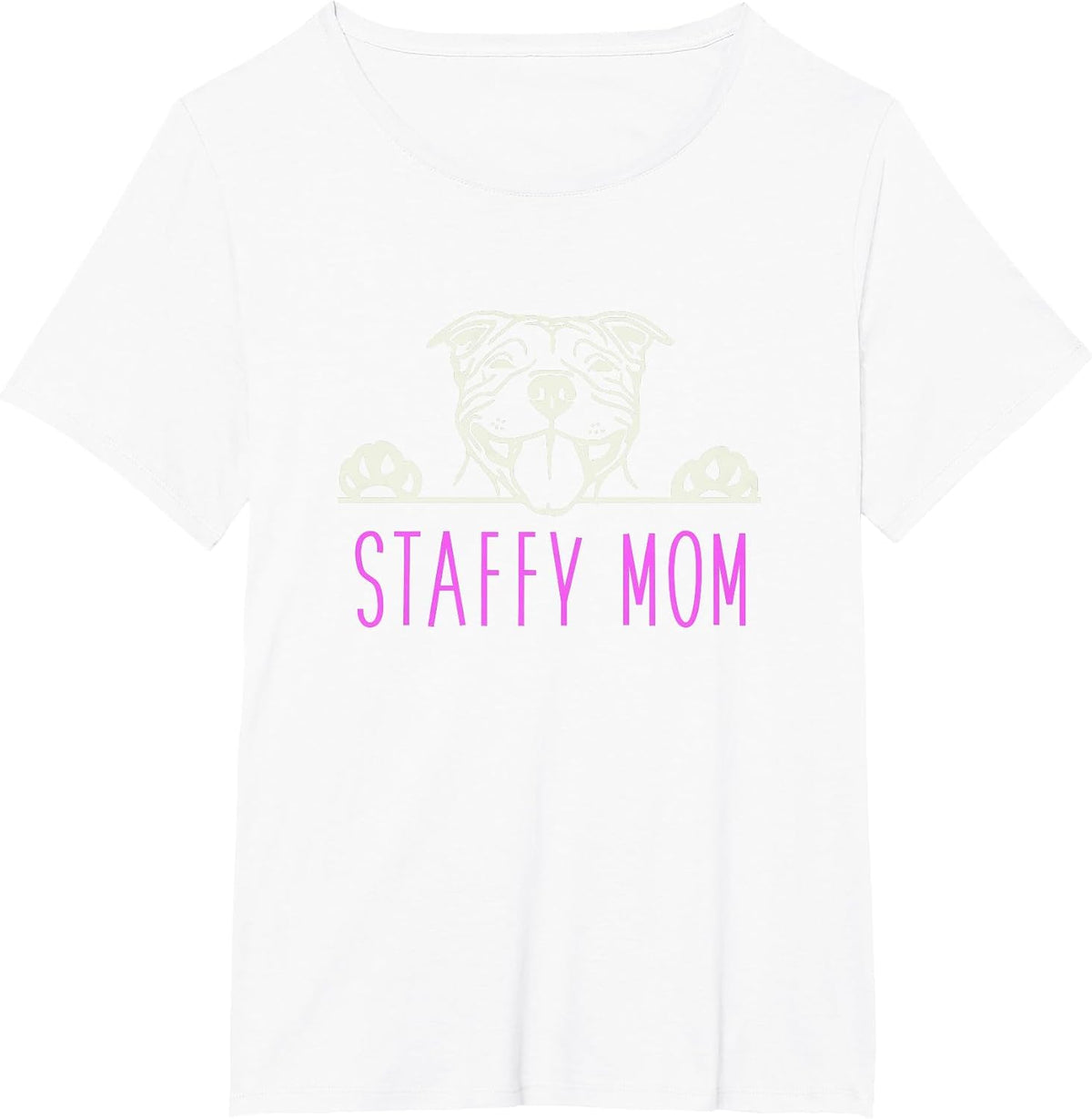 Staffy Mom with Staffordshire Bull Terrier Dog T-Shirt - White