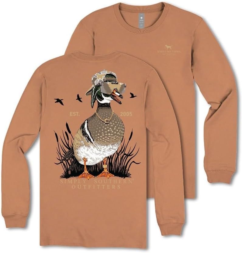 Simply Southern Cool Duck - Camo - Adult Long Sleeve - Chestnut