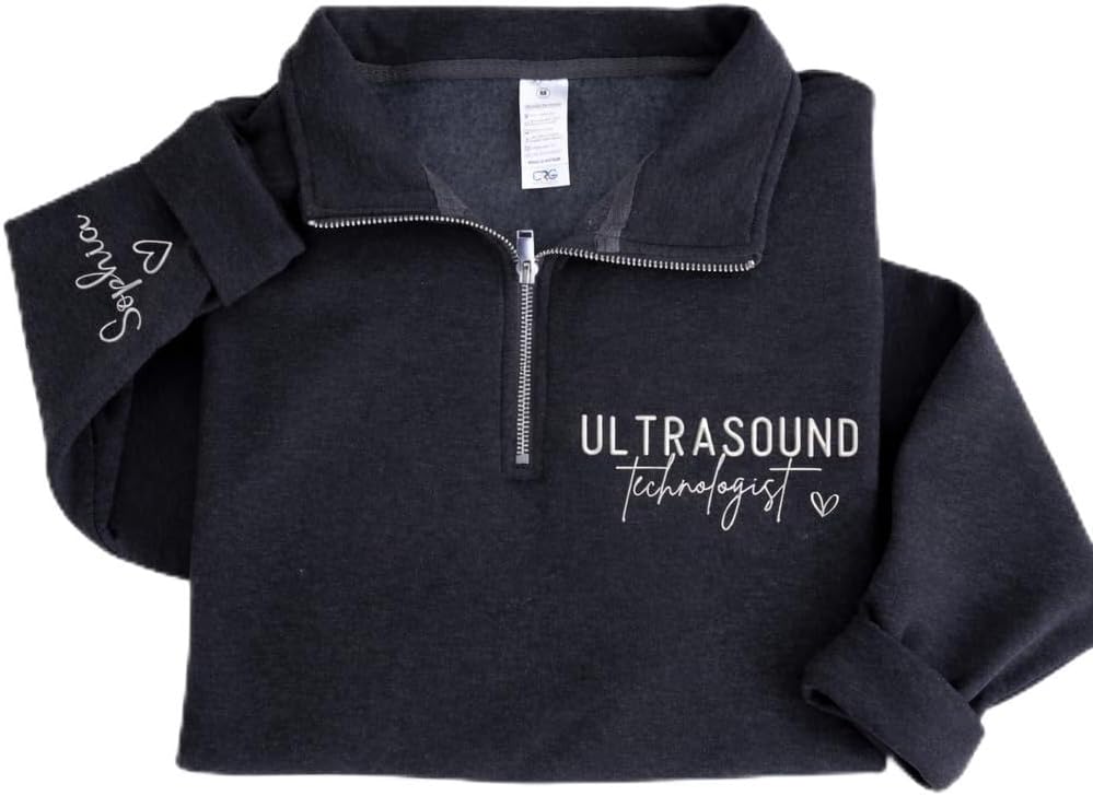 GABITA Personalized Sonographer Sweatshirt, Ultrasound Tech Embroidered Zip Sweatshirt, Sonographer Week Gift for Women - S4