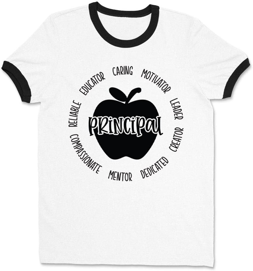 Principal Apple Ringer Tee Shirt Unisex - White\/Black