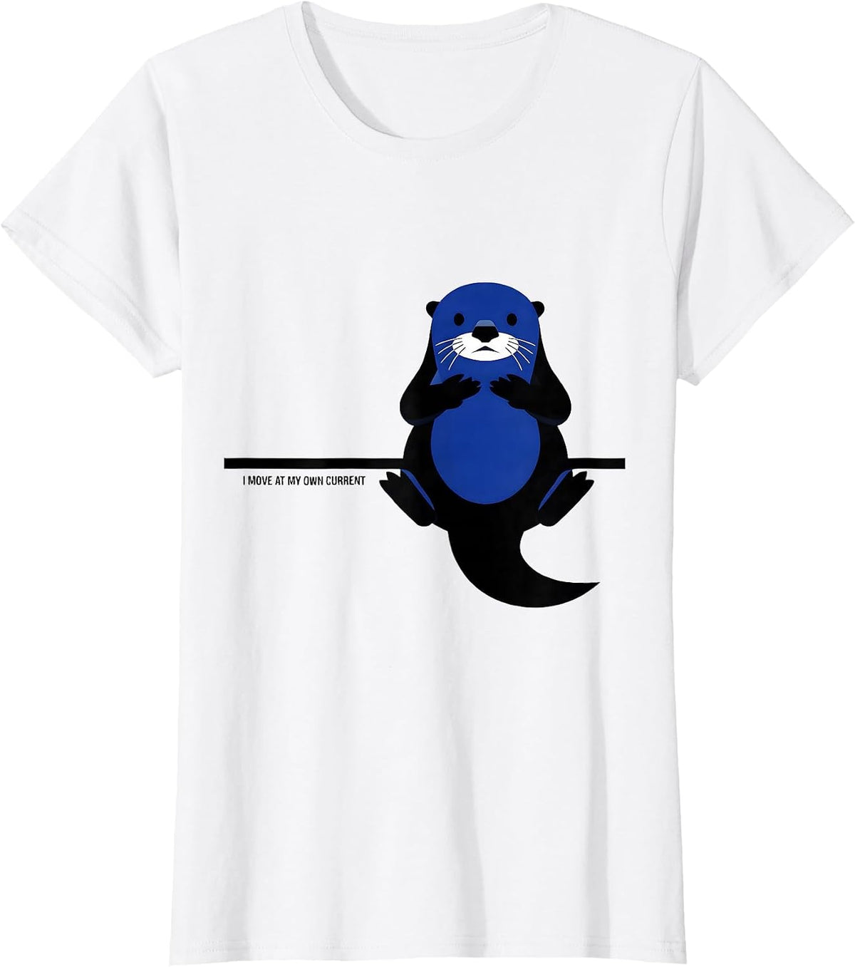 I Move At My Own Current Funny Otter Lover Humor T-Shirt - White