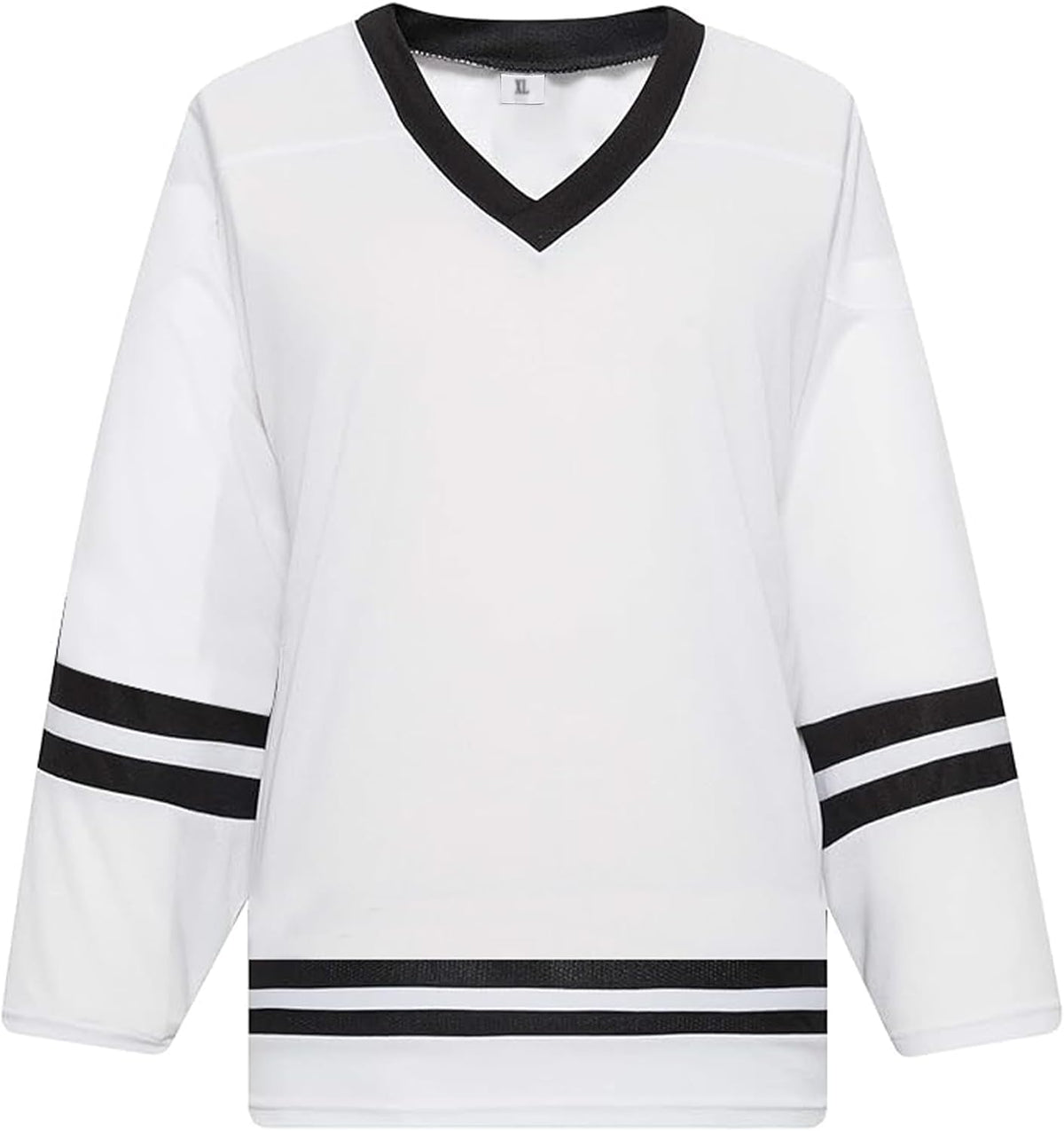 Blank Hockey Training Jersey Lightweight Fabric Long Sleeve for Ice Hockey Jersey Quick Dry Feature and V Neck Style -
