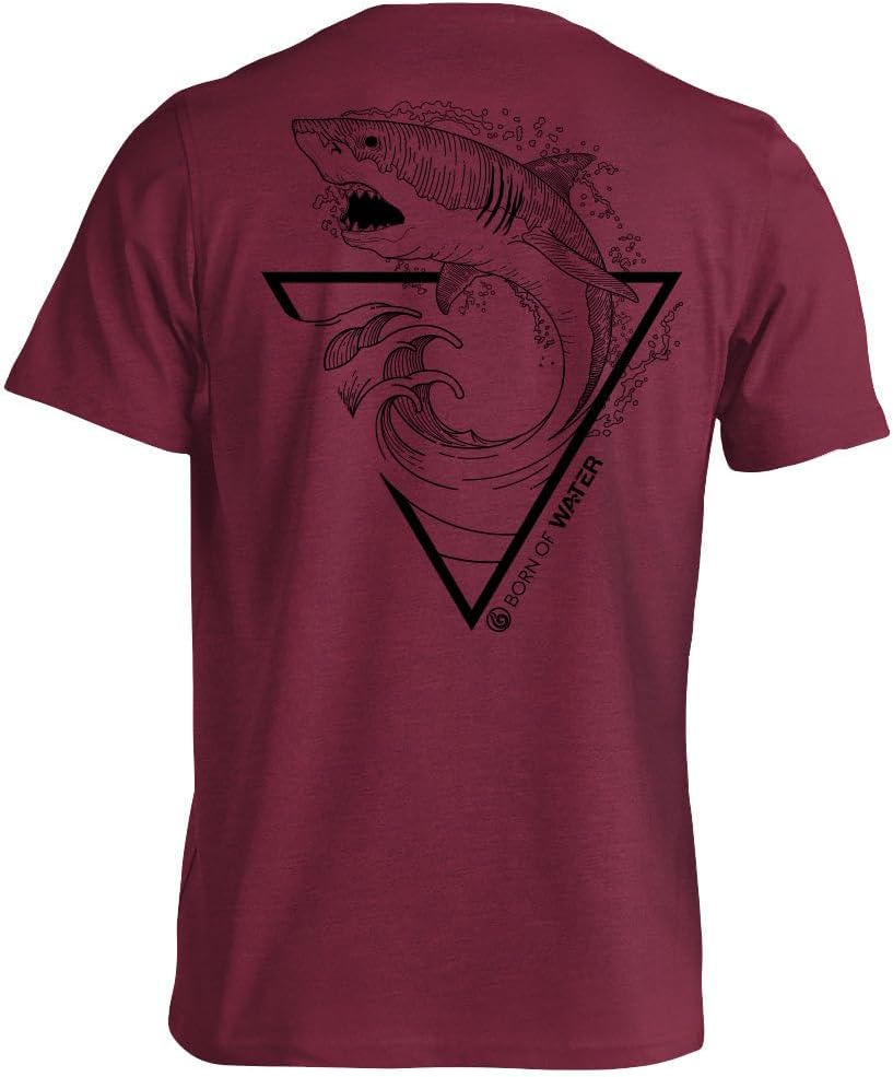 Born of Water Men's Great White Shark T-Shirt - Cardinal Red