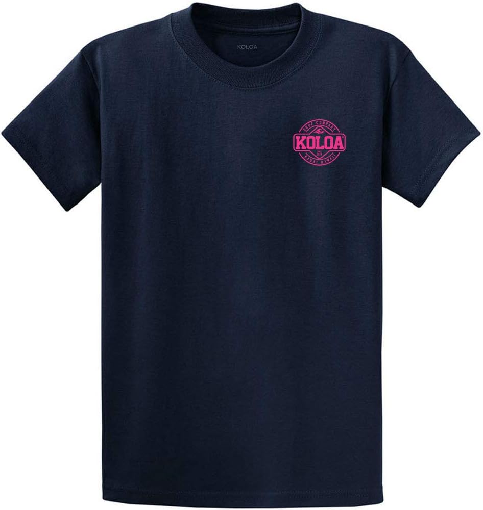 Koloa Surf Mens Dawn Patrol Logo Heavyweight Tees - Navy \/ Pink