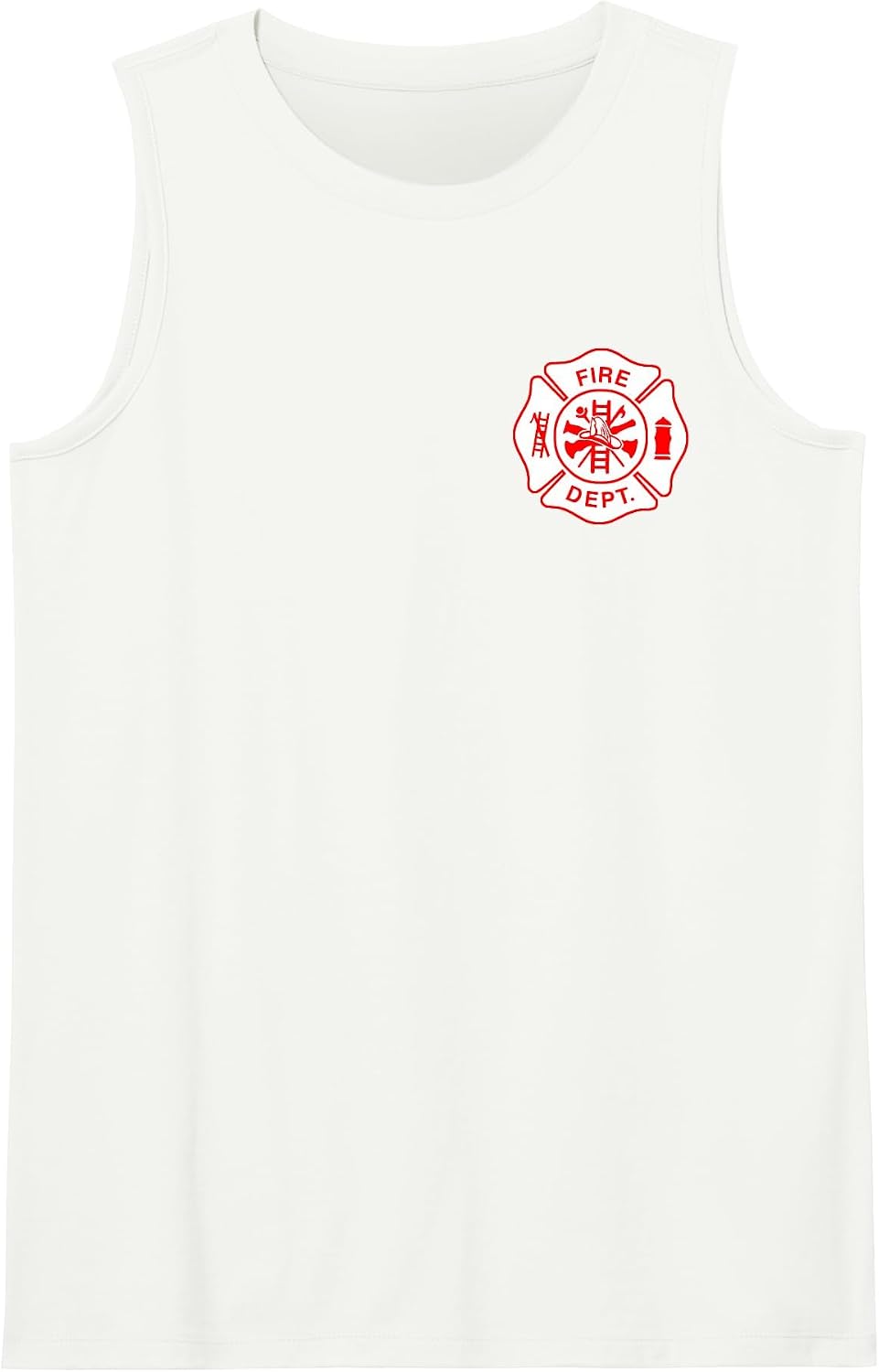 Fire Department Maltese Cross Firefighter Sleeveless Tank Top - White