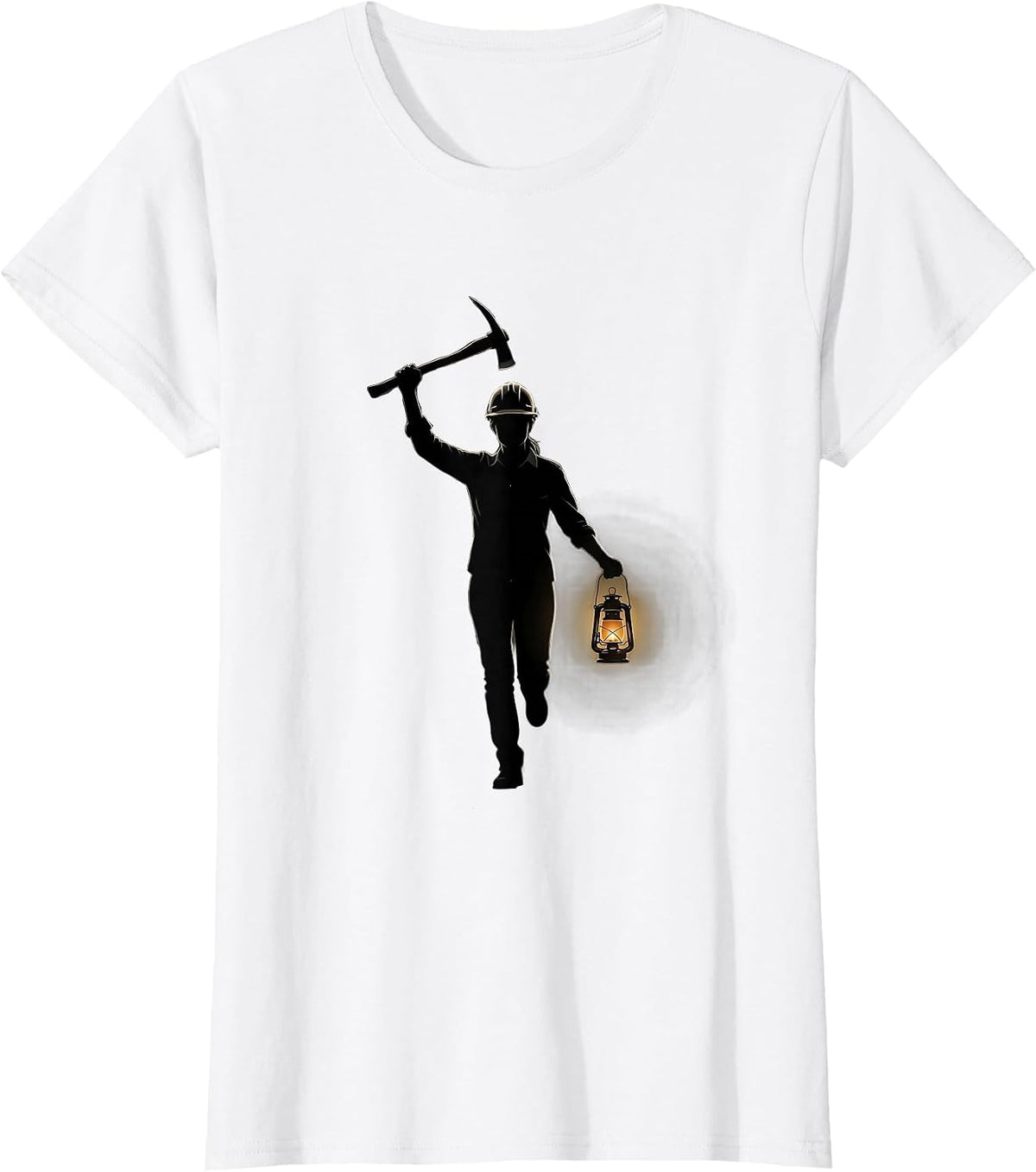 Coal Miner Labor Day Graphic Tee with Lantern T-Shirt - White