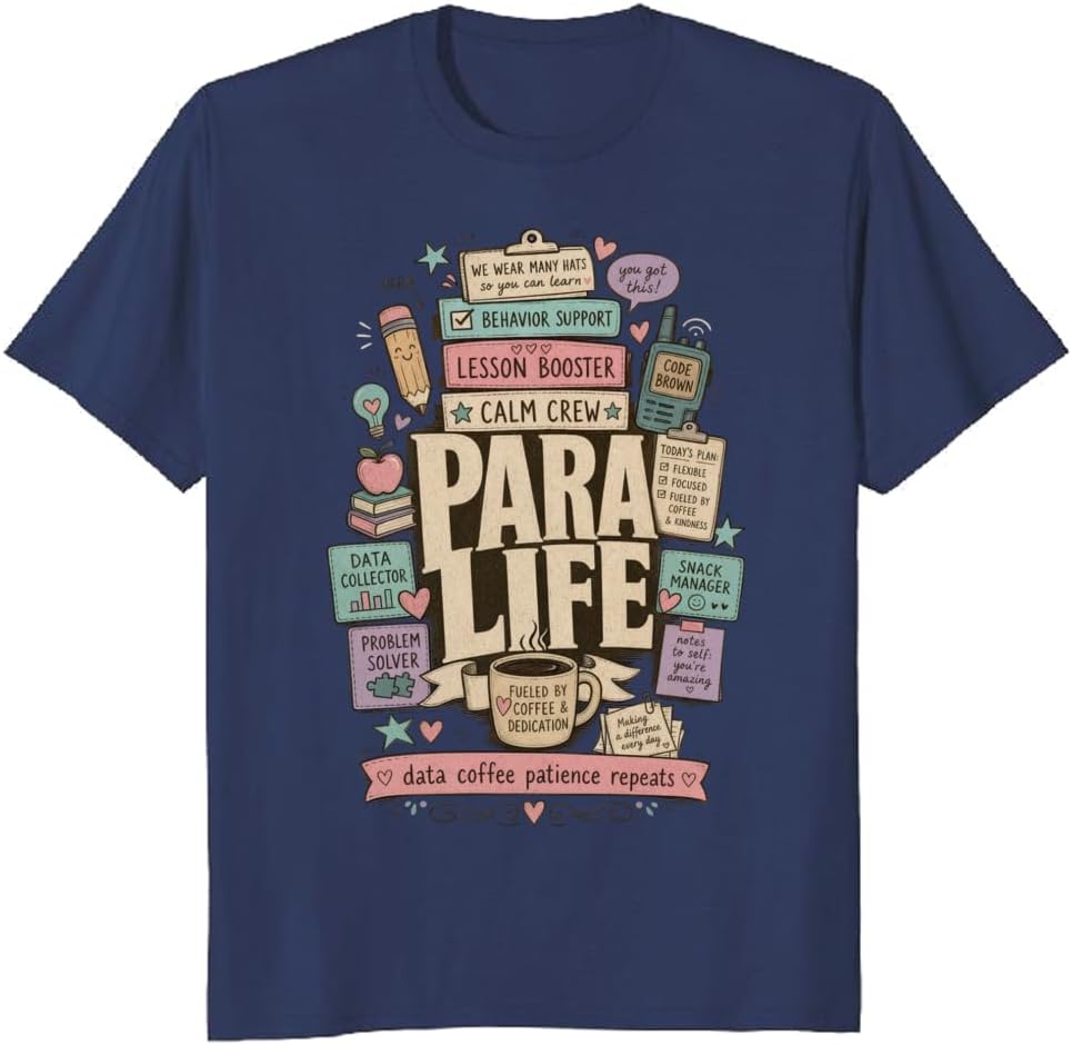 School Para T-Shirt Support Squad Halloween Chalk Doodle Tee - S10