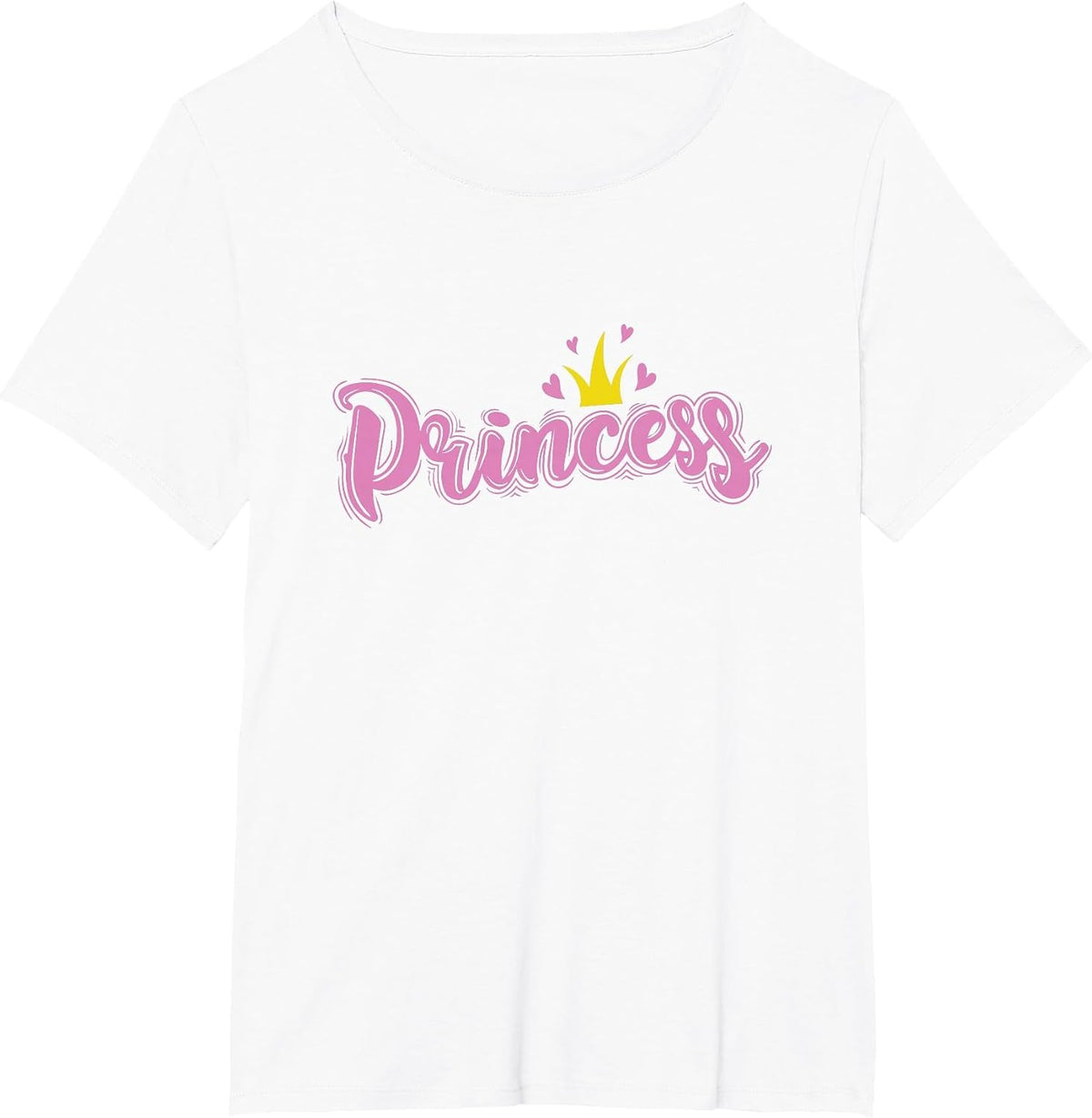 Princess with Crown and Heart Girl T-Shirt - White