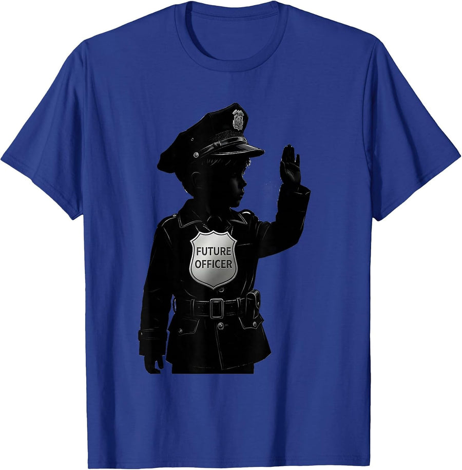 Future Officer Silhouette Police Officer Costume Halloween T-Shirt - Royal Blue