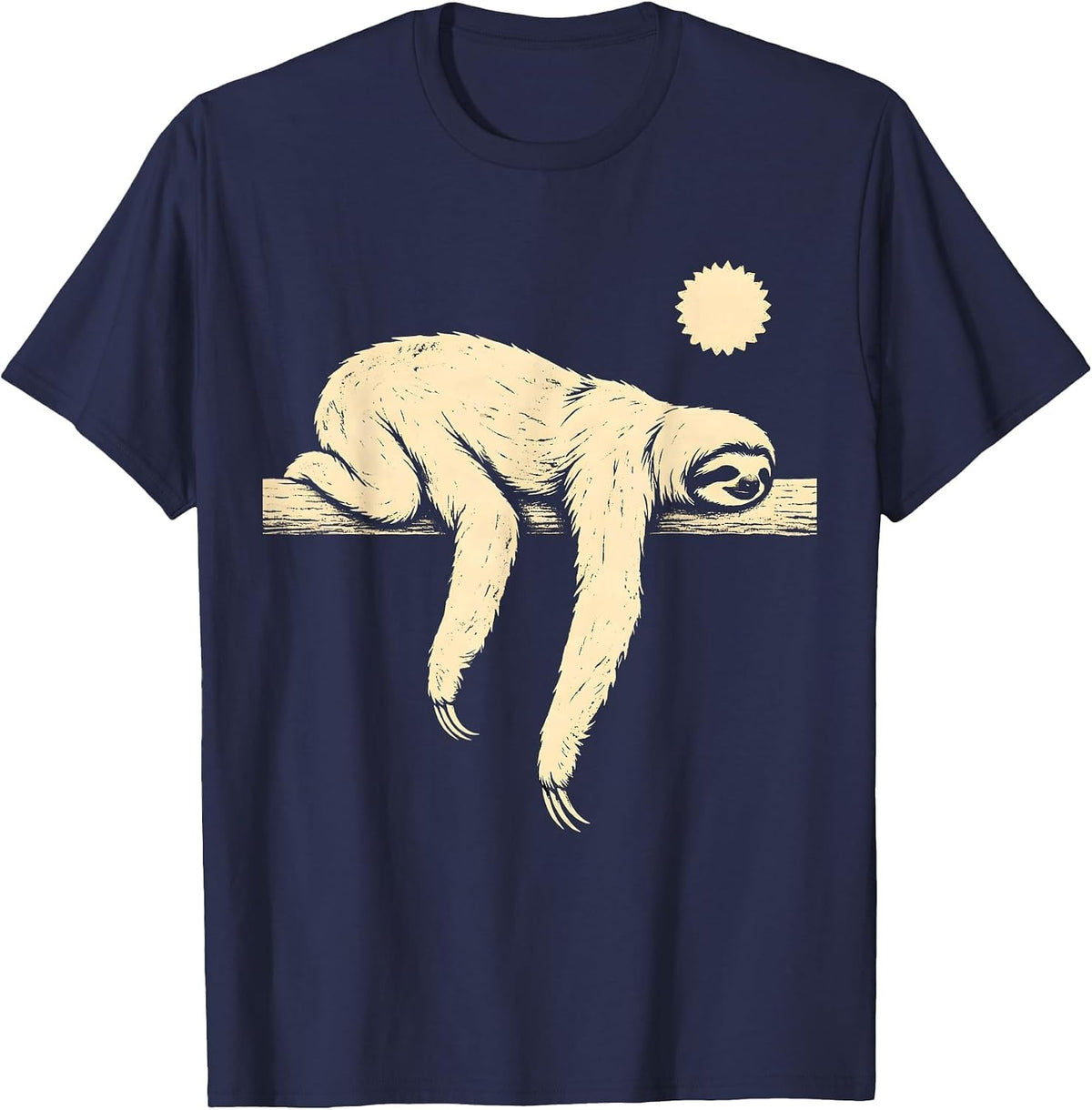 Solid Masked Sloth Silhouette Humor Novelty Gift T-Shirt - Navy Blue