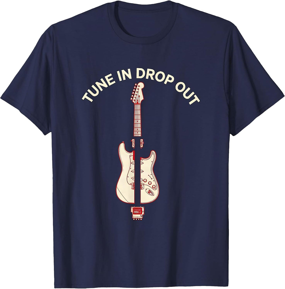 Tune In Drop Out Retro Counterculture Design T-Shirt - Navy Blue
