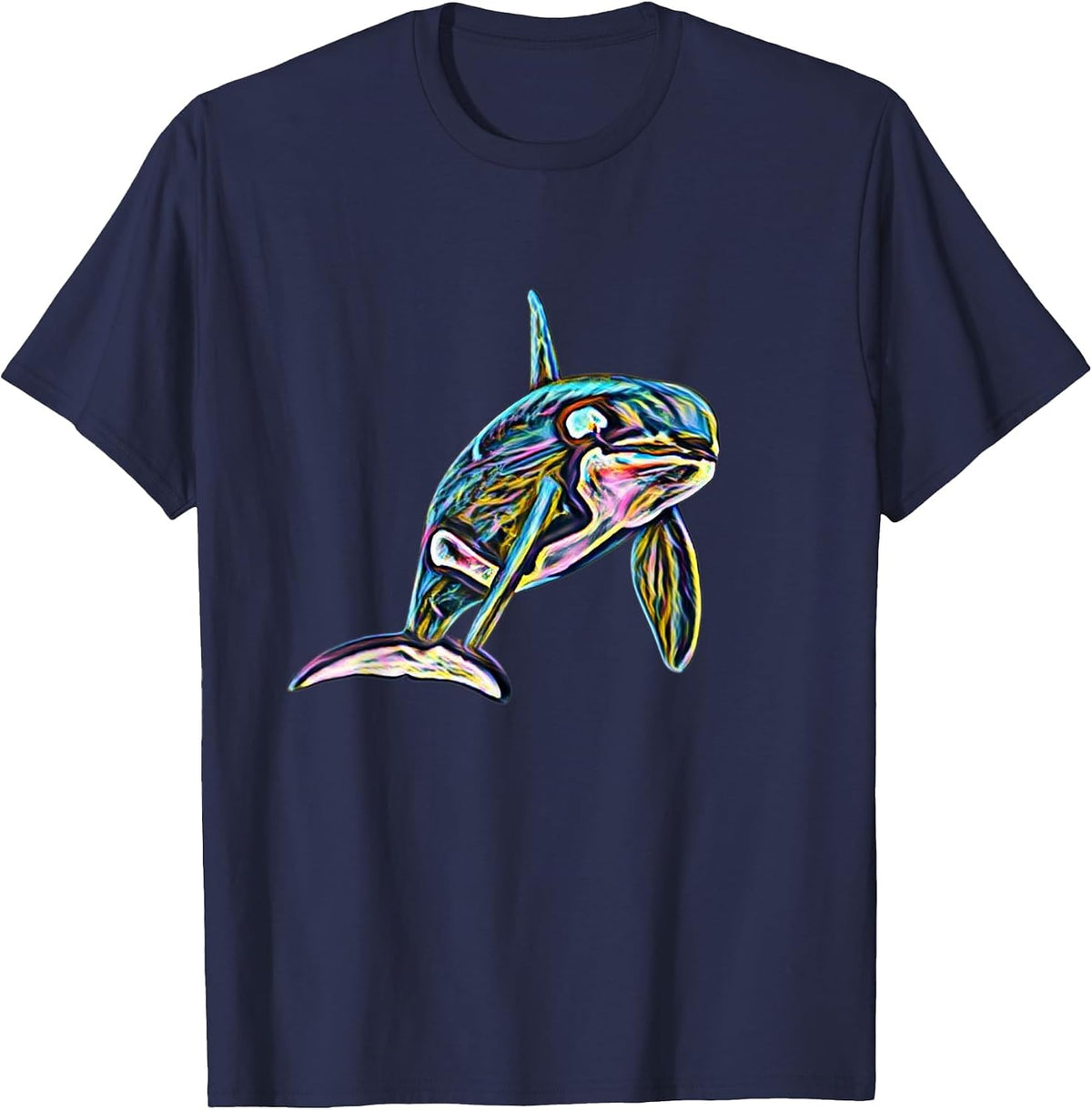Orca Motif Whale Ocean Predator Design T-Shirt - Navy Blue
