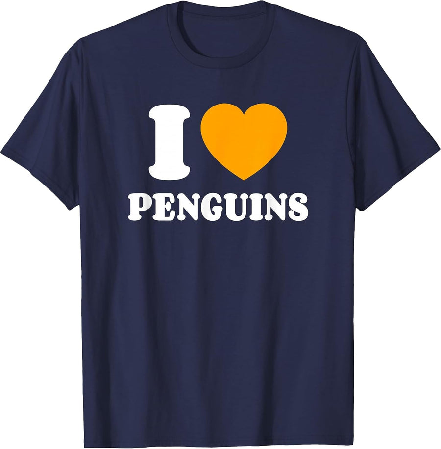 I Love Penguins T-Shirt - Navy Blue